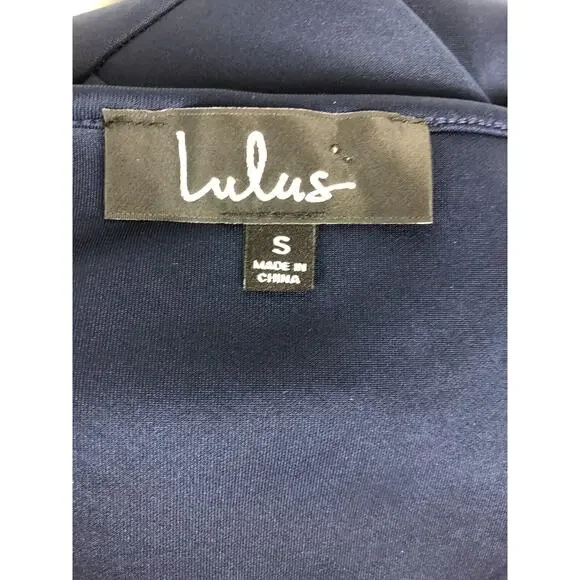 LULU’s Blue Sheer Determination Navy Blue Mesh Skater Dress Small New With Tags - Picture 10 of 10